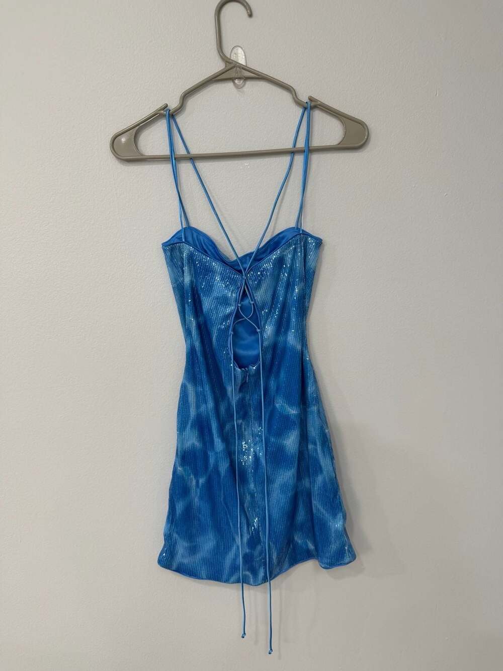 Bershka Sequin Water Print Multi-Strap Backless Mini Dress - Picture 2 of 6